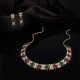 Choker Set with Multi Color Studded Stones With Earring