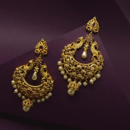 Red Moti Peacock Jhumki