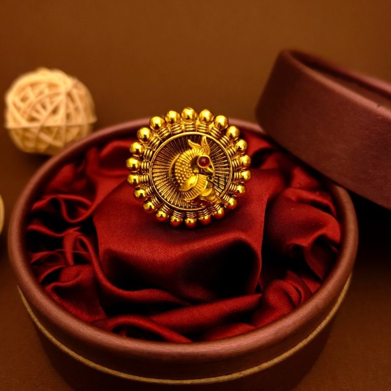 Antique Peacock Finger Bridal Ring