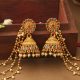 Multicolour jhumkas with attached ear chain